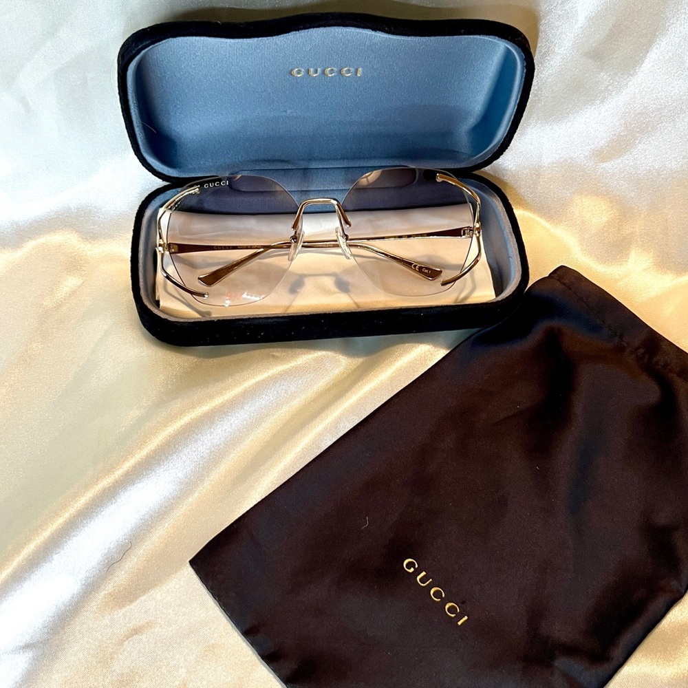 Gucci Blush Gradient Round Ladies Sunglasses GG0651S-003 59